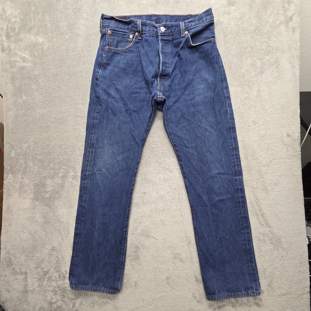Levi's 501 Original Jeans Mens Measured 35x31 Blue Straight Button Fly